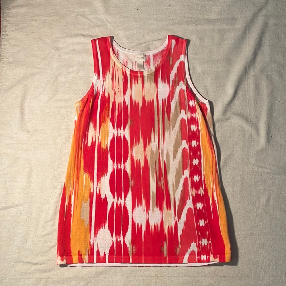 Chico’s Pink,Orange,Tan,White Tank Top/Blouse Size M (1)